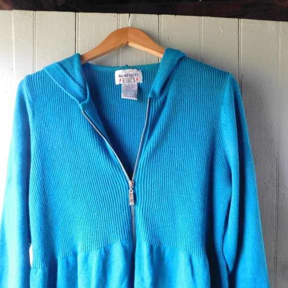 🌿 Electric Blue Sweater Hoodie Tunic - Picture 6 of 14